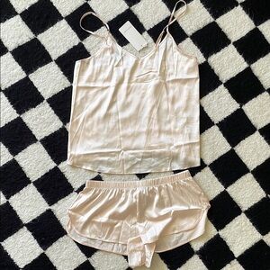 Light Pink Silky Pajama Set New With Tags